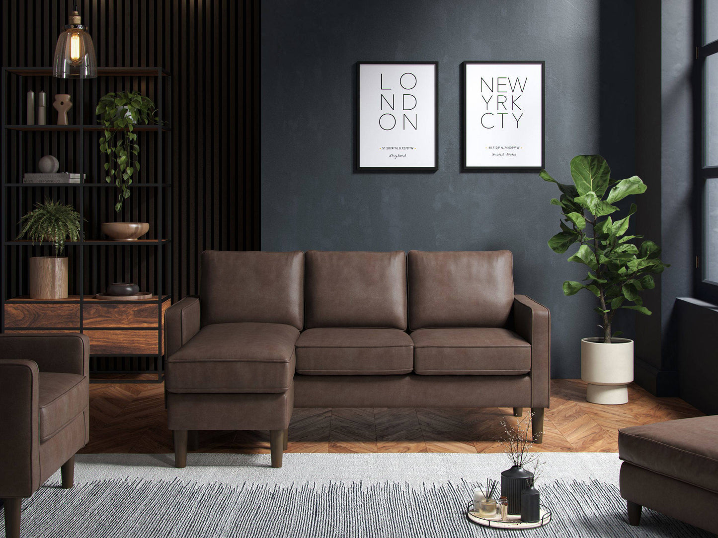 Model 46 - Reversible Chaise Sofa Faux Leather